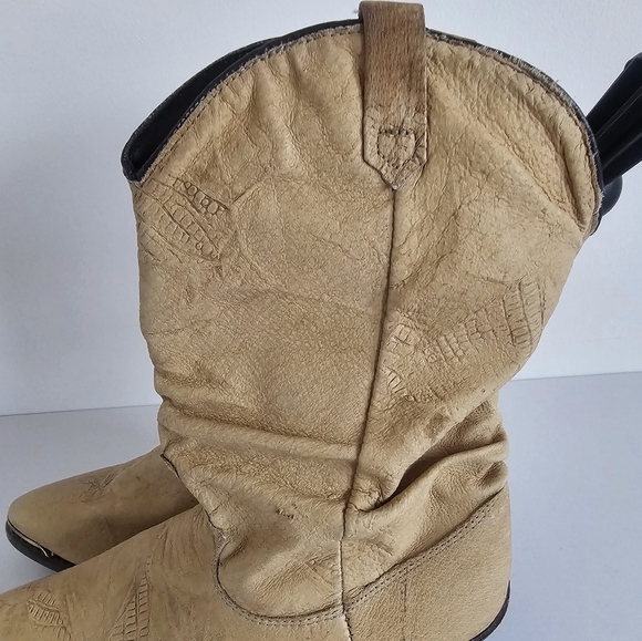 Dingo Vintage 80's Slouchy Tan Nubuck Cowboy Wester Women's Boots Size 6.5M - Picture 3 of 16